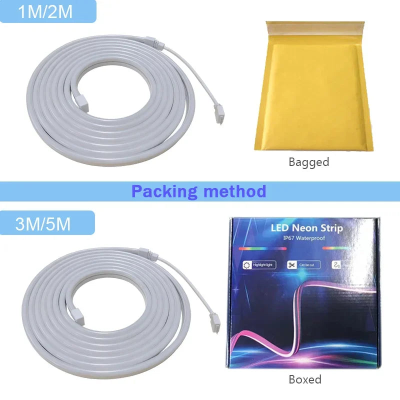 USB RGB Neon LED Strip 1M 2M 3M 5M Wifi 5V RGB Strip Work with Tuya App/Smart Life/Alexa for Game Home Neon Decor Lighting Spe