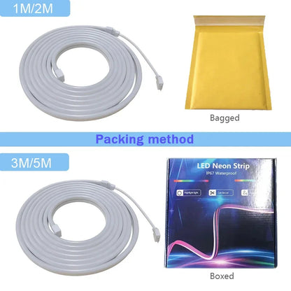 USB RGB Neon LED Strip 1M 2M 3M 5M Wifi 5V RGB Strip Work with Tuya App/Smart Life/Alexa for Game Home Neon Decor Lighting Spe