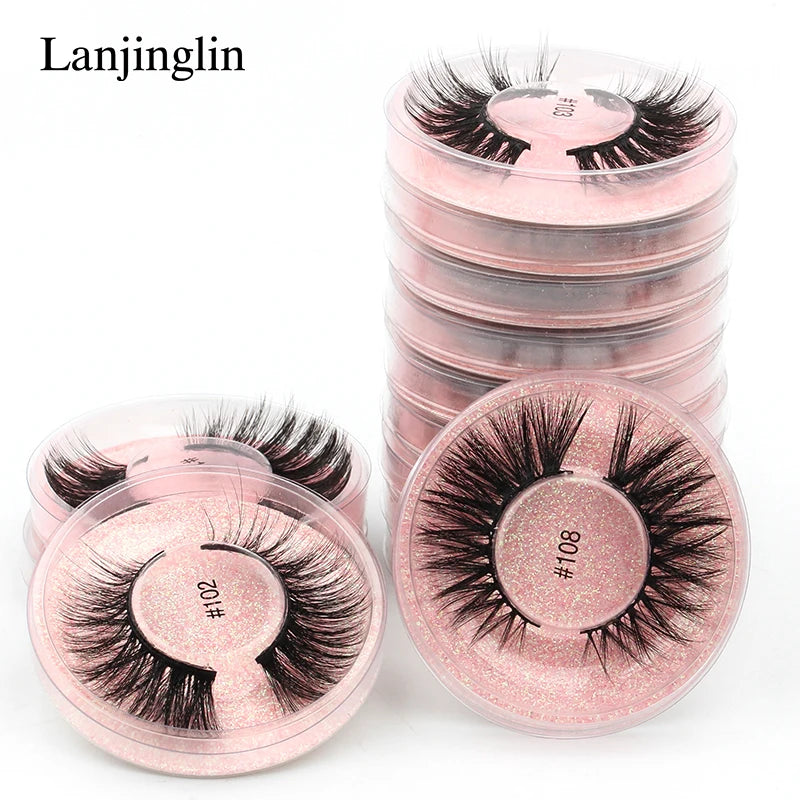 Mink Lashes Bulk Wholesale 10/50/100 Pairs 3D Mink Eyelashes Natural Fluffy False Eyelashes Pack Makeup Soft Thick Fake Lashes