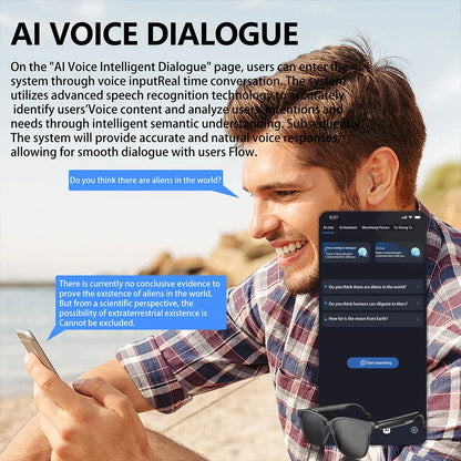 Smart Glasses Earphones Support 75 Languages Automatic Voice Translation AI Glasses for Travel Business Meeting