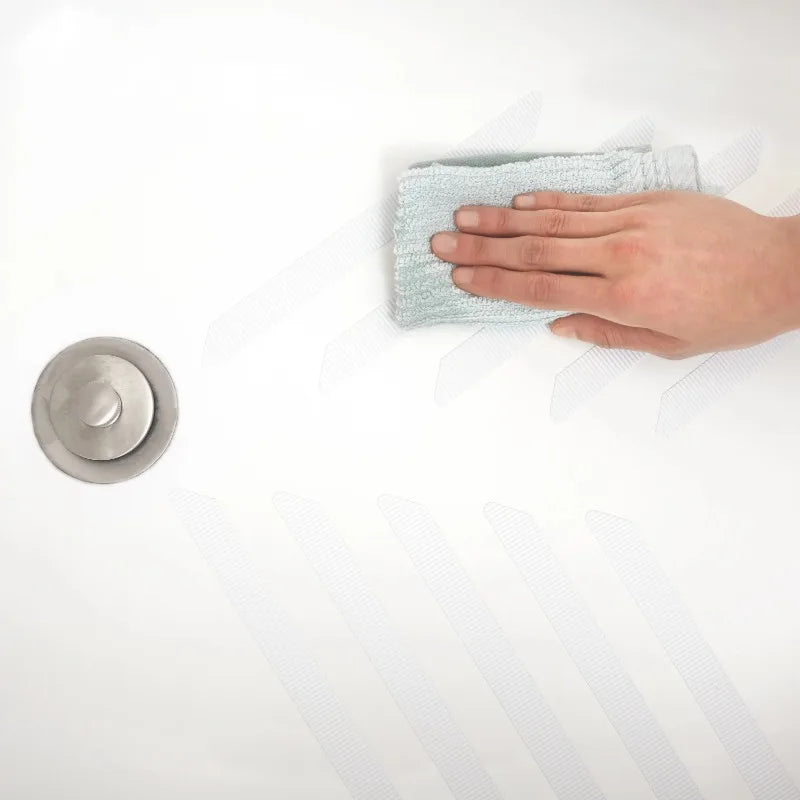 8.75" X 0.75" Adhesive Bathtub Treads, White, (18 Count)