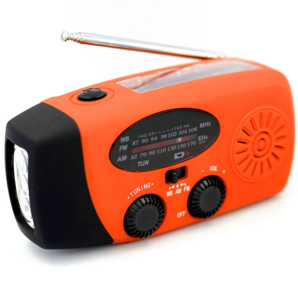 Emergency Weather Radio FM AM Hand Crank Solar Radio 2000/12000Mah Power Bank SOS Alarm with LED Flashlight for Camping Hiking
