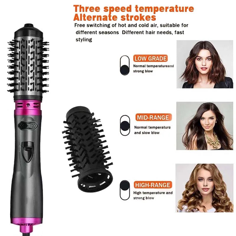 Multifunctional 3 in 1 Hot Air Auto-Rotating Hair Dryer Brush, Curling Straightening Styling