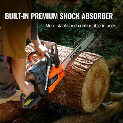Gas Chainsaw 52CC 18"2.55HP Handheld Cordless Petrol Chainsaw for Tree Wood Branch Farm Garden Ranch Forest Cutting Use