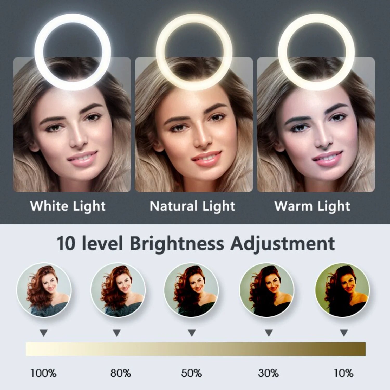 26Cm 10Inch Selfie Ring Light round Ring Lamp with Phone Holder Photography Fill Lighting with Tripod Youtube Live Video
