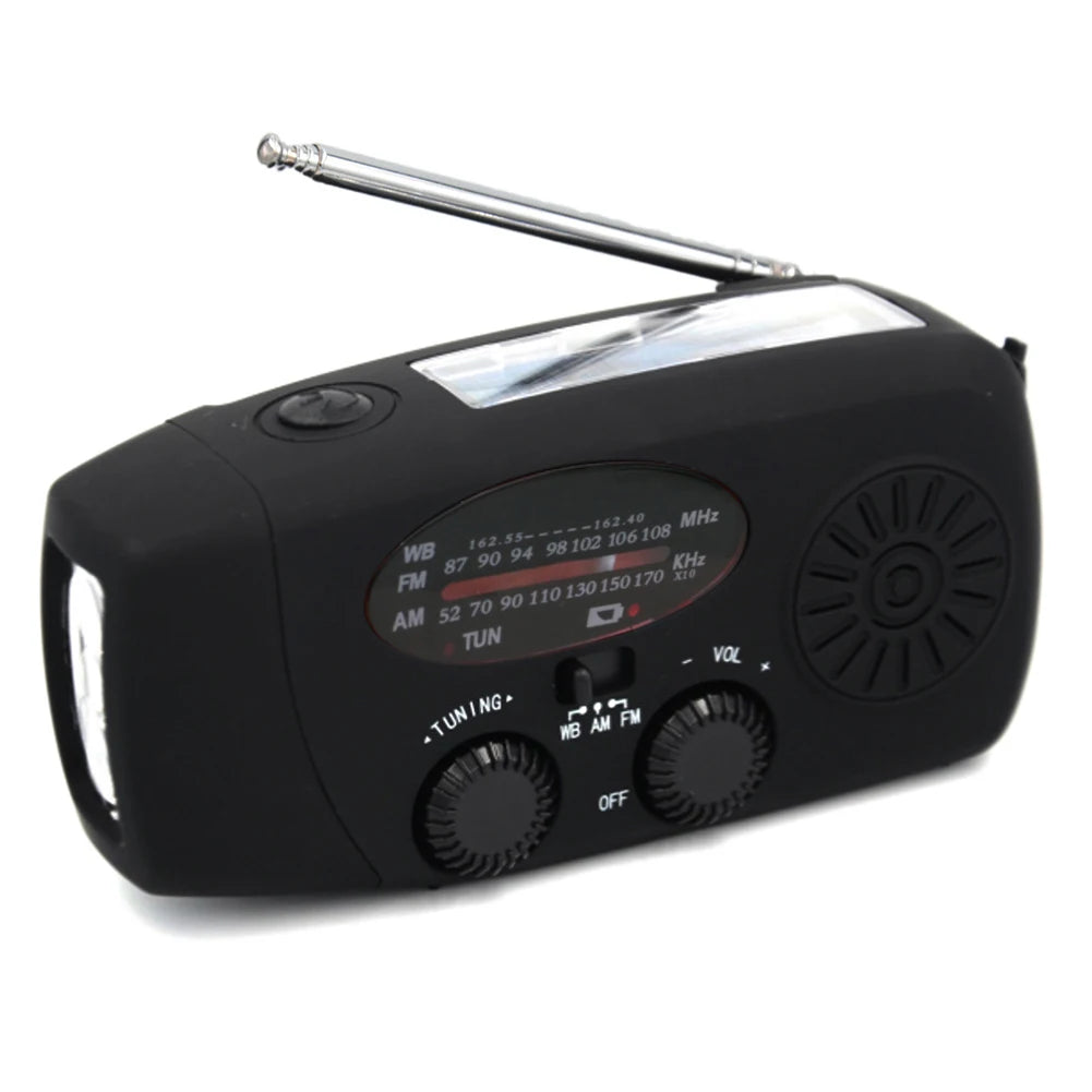 Emergency Weather Radio FM AM Hand Crank Solar Radio 2000/12000Mah Power Bank SOS Alarm with LED Flashlight for Camping Hiking