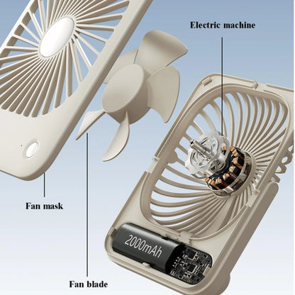 Desk Fan Small Portable USB Battery Rechargeable, Speeds 2000Mah Rechargeable Travel Fan with Max 24H Quiet Working, 180° Fold