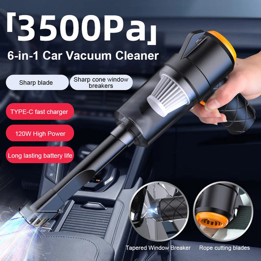 6 in 1 Blowing Suction Car Cleaner Type-C Rechargeable High Power Vacuum Cleaner Multifunctional for Car Home Keyboard Cleaning