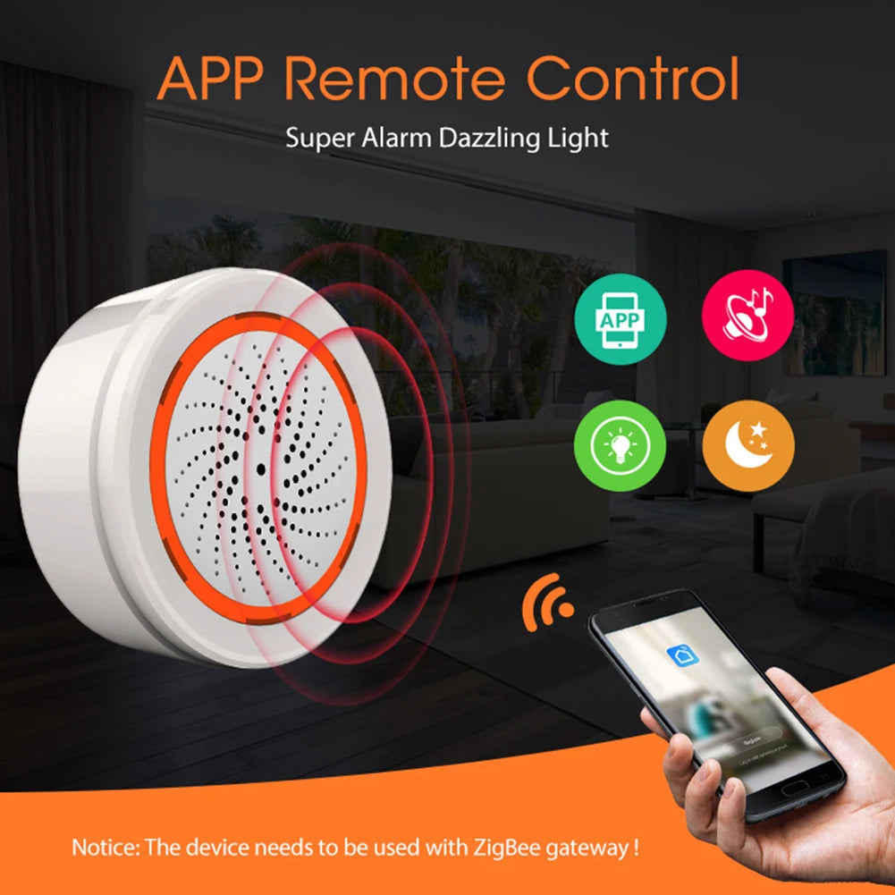 Tuya Zigbee USB Sound Light Sensor Smart Alarm Siren Offers 90Db Security Protection and Remote Control System