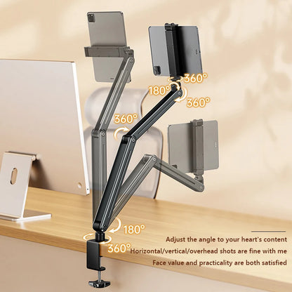 Foldable Flexible Tablet Holder 360° Rotation Bed/Desk Arm Mount Cantilever Lazy Mobile Phone Holder for 4.5-12.9 Inche Devices