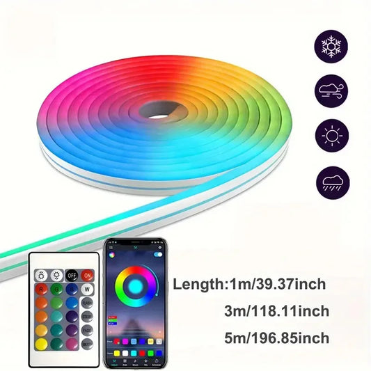USB RGB Neon LED Strip 1M 2M 3M 5M Wifi 5V RGB Strip Work with Tuya App/Smart Life/Alexa for Game Home Neon Decor Lighting Spe